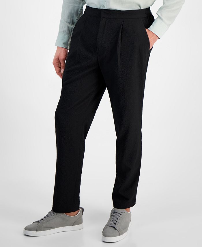 Men's Classic Fit seersucker ~ sear sucker Cotton Blue Flat Front Dress Pants main image 1