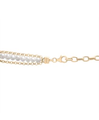 Cultured Freshwater Pearl (5mm) Multi-Layer Statement Necklace in Gold Vermeil, Created for Macy's