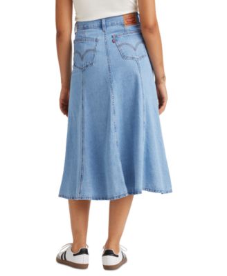 Levi's Women's Cotton Paneled Denim Midi Skirt - Macy's