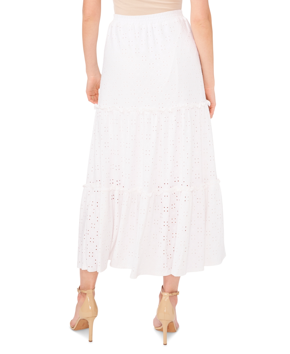 Sam & Jess Women's Eyelet Tiered Pull-On Midi Knit Skirt