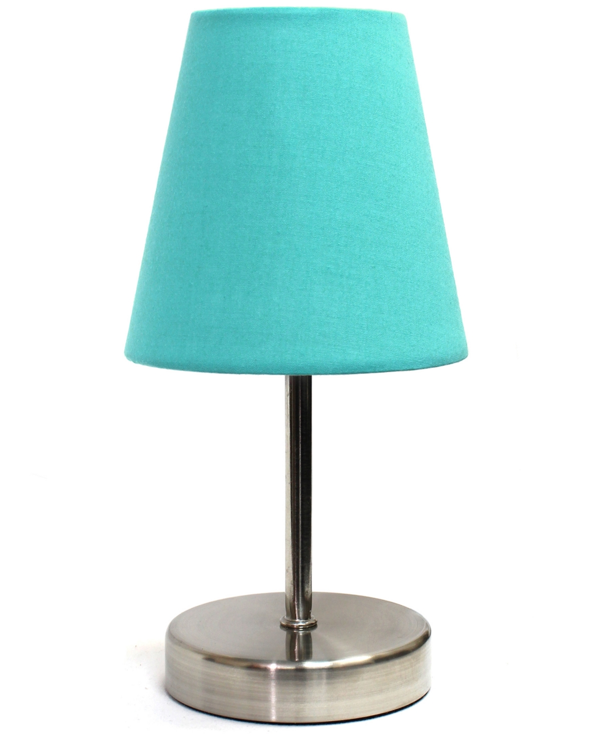 Shop Creekwood Home Nauru 10.5" Traditional Petite Metal Stick Bedside Table Desk Lamp With Fabric Empire Shade In Sand Nickel,blue