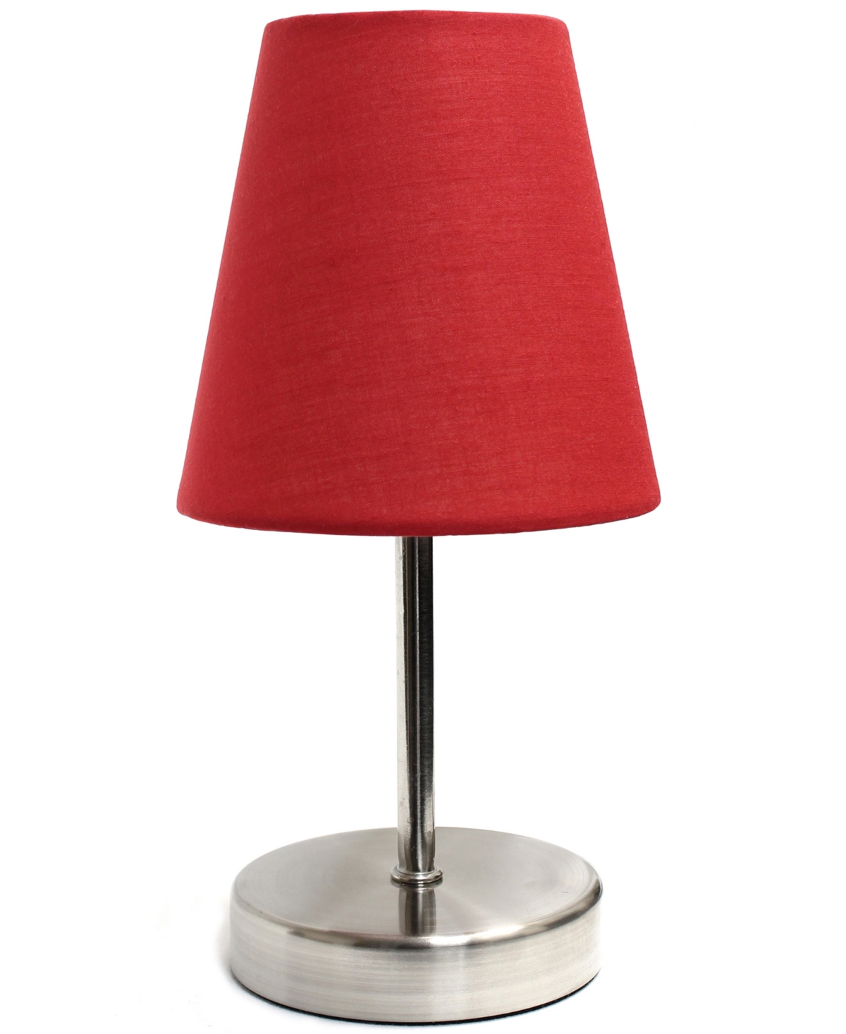 Shop Creekwood Home Nauru 10.5" Traditional Petite Metal Stick Bedside Table Desk Lamp With Fabric Empire Shade In Sand Nickel,red