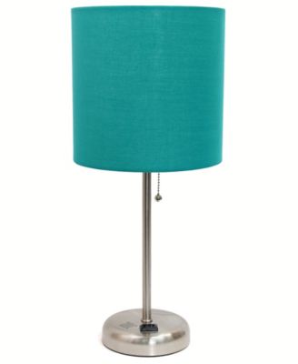 Oslo 19.5" Contemporary Bedside Standard Metal Table Desk Lamp with White Drum Fabric Shade