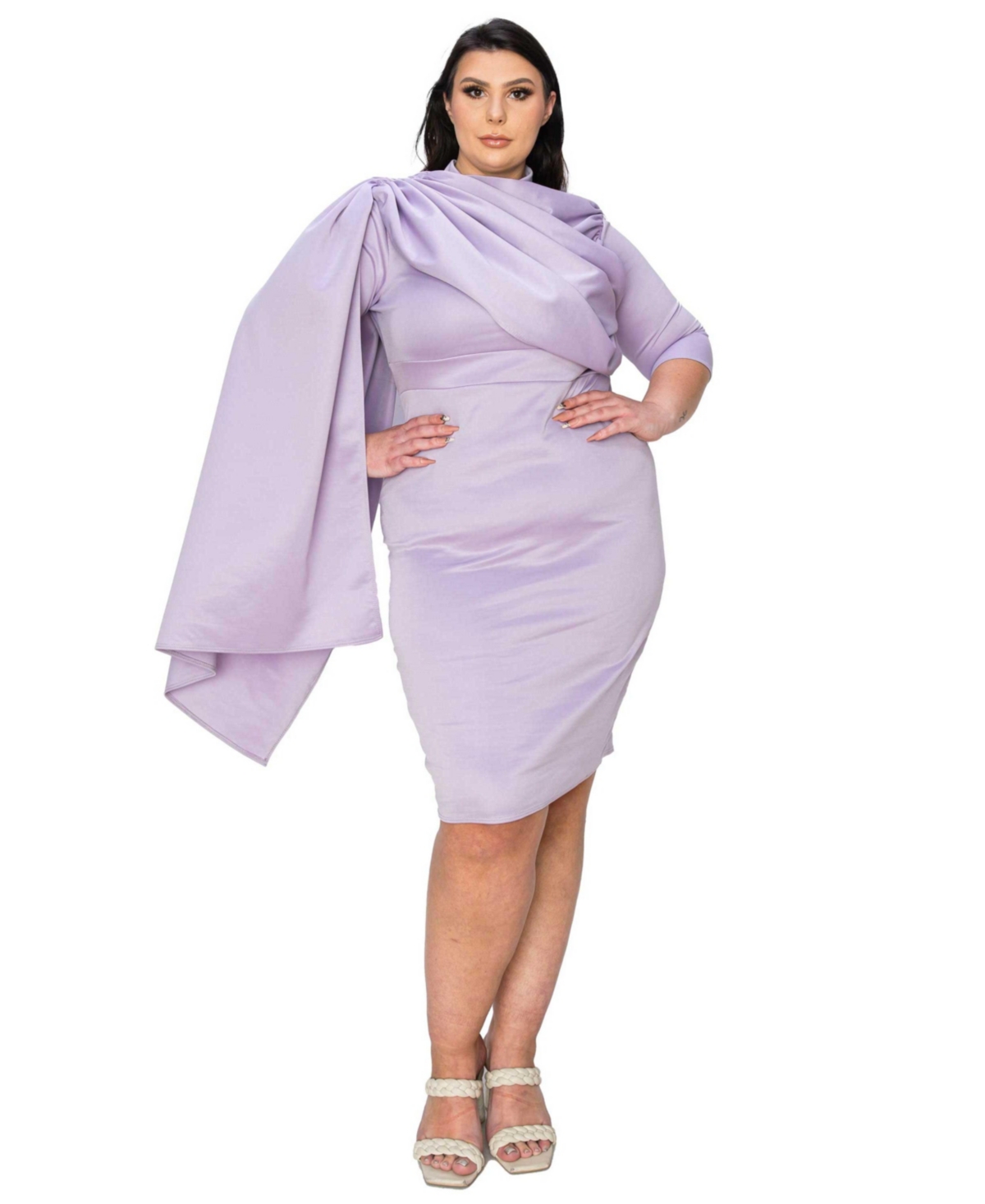 Plus Size Dahlia Sash Cape Dress - Lilac