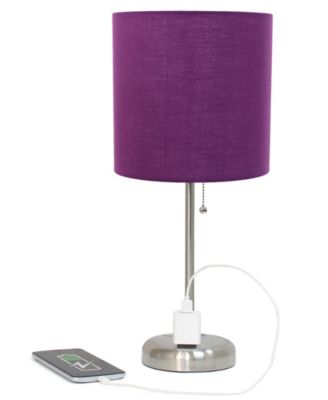 Oslo 19.5" Contemporary Bedside Standard Metal Table Desk Lamp with White Drum Fabric Shade
