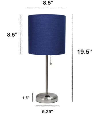 Oslo 19.5" Contemporary Bedside Standard Metal Table Desk Lamp with White Drum Fabric Shade