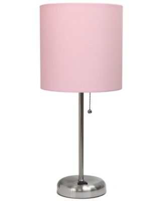 Oslo 19.5" Contemporary Bedside Standard Metal Table Desk Lamp with White Drum Fabric Shade