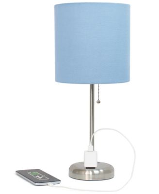 Oslo 19.5" Contemporary Bedside Standard Metal Table Desk Lamp with White Drum Fabric Shade