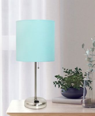 Oslo 19.5" Contemporary Bedside Standard Metal Table Desk Lamp with White Drum Fabric Shade
