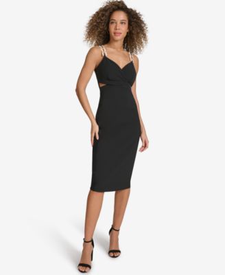 Siena - Women's Embellished-Strap Midi A-Line Dress