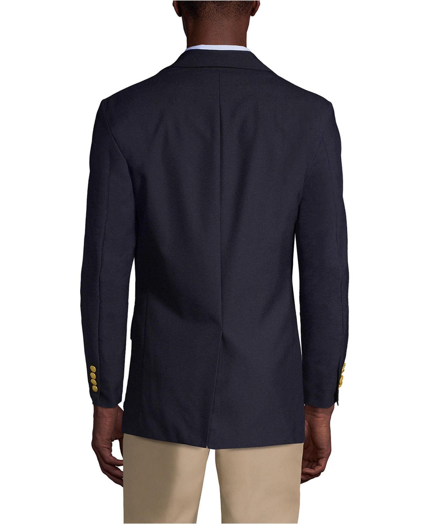 Мужской пиджак Lands' End School Uniform Long Hopsack Blazer, цвет: Глубокий тёмно-синий — фото 4
