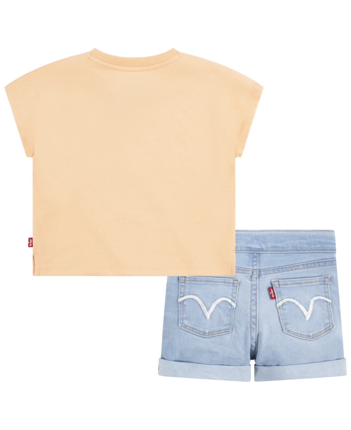 Shop Levi's Toddler Palm Dolman Tee And Shorts Set In Coral Sands