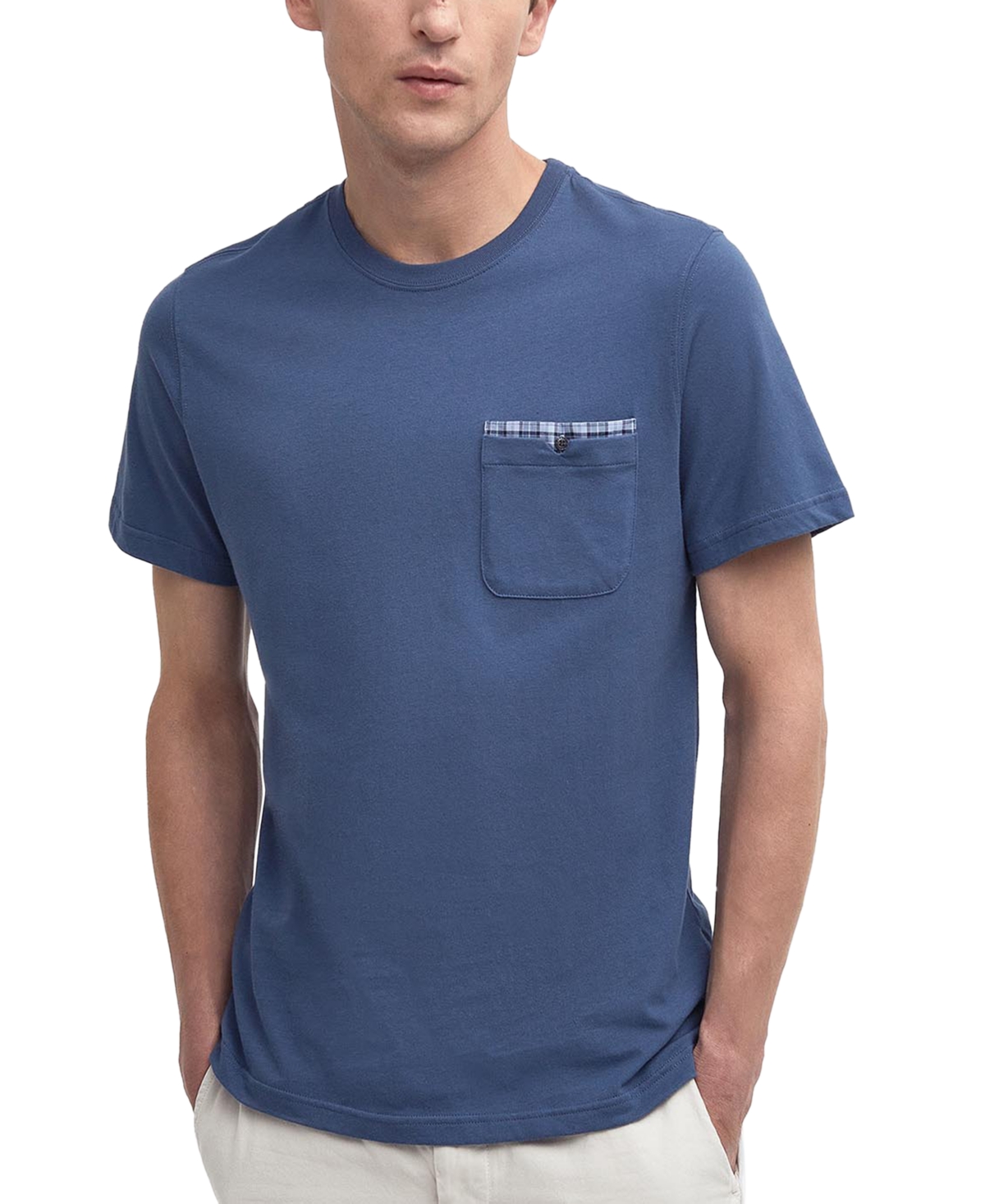 Men's Tayside Tartan-Trimmed Pocket T-Shirt - Dark Denim