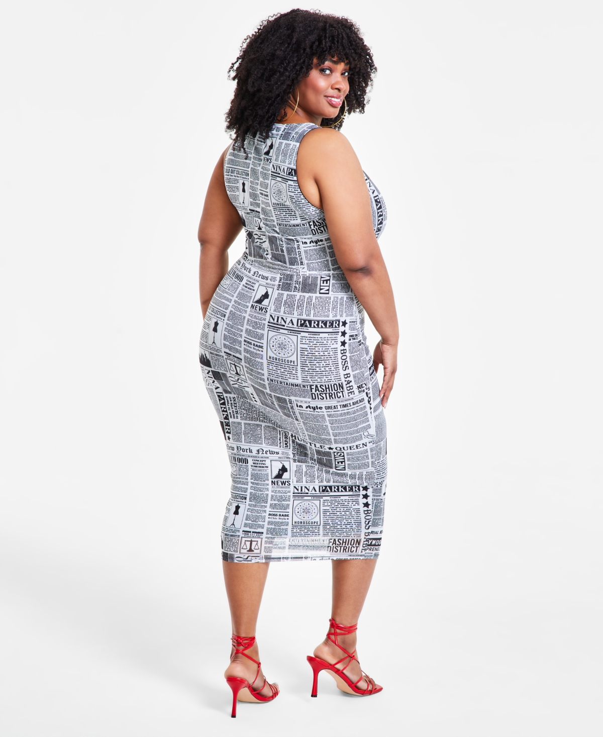 Nina Parker Trendy Plus Size Printed Mesh Midi Dress, Created for Macy's