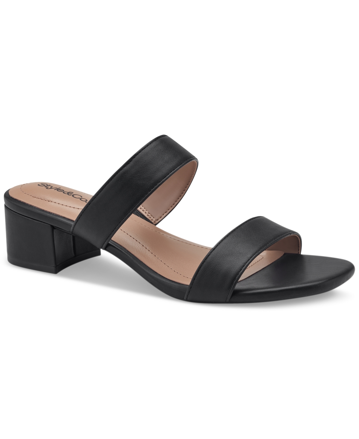 Shop Style & Co Victoriaa Slip-on Dress Sandals, Created For Macy's In Black Smooth