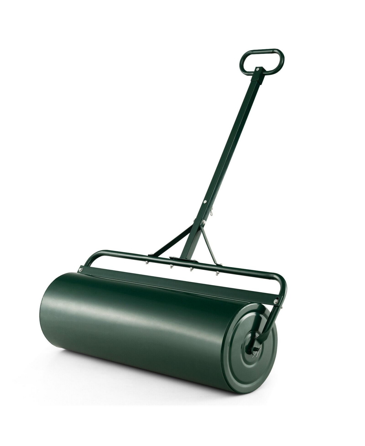 Metal Lawn Roller with Detachable Gripping Handle - Green