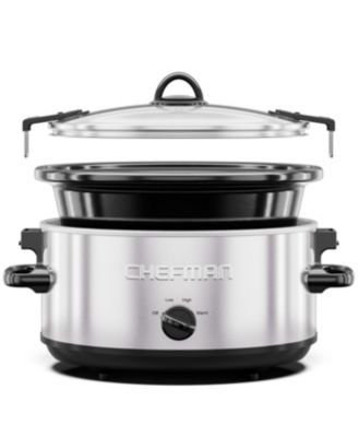 Chefman 6 Quart Slow Cooker with Locking Lid and Three Heat Settings