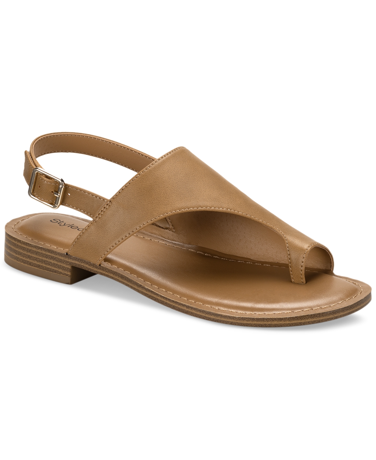 Shop Style & Co Women's Bowiee Slingback Flat Sandals, Created For Macy's In Tan Smooth
