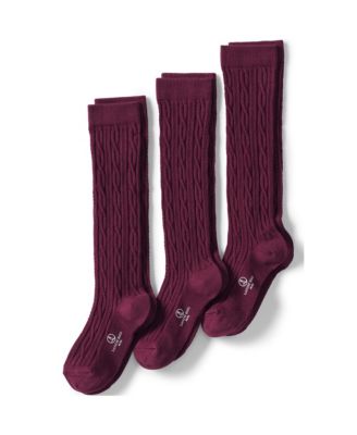 Girls Solid Cable Knee Socks (3-pack)