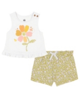 Kids Headquarters Little Girls Ruffle-Trim Tank Top & Floral Crinkle Knit Shorts, 2 piece set - Assorted