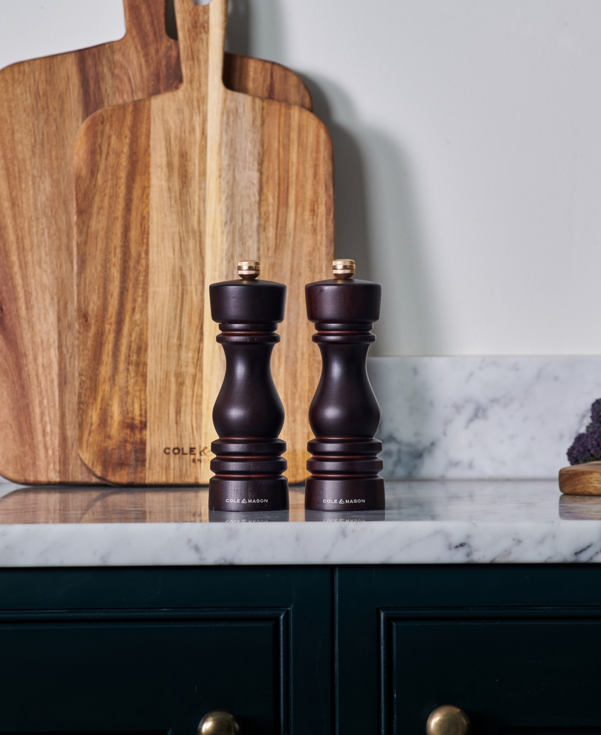 Cole & Mason London Wooden 7" Salt & Pepper Mill Gift Set In Dark Brown