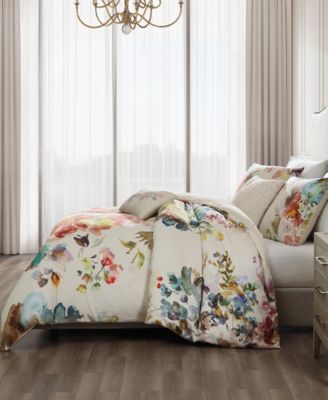 Antique Flowers 200-Thread Count Cotton Sateen 5-Pc. Reversible Comforter Set, Queen