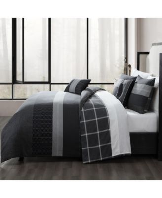 Bebejan Kyle Black Bedding 200 Thread Count 100% Cotton Sateen 5 Piece ...