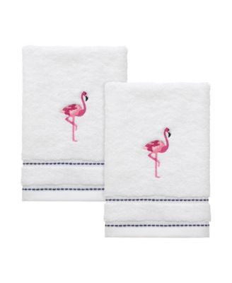 Izod Flamingo Stripe Bath Towels In White