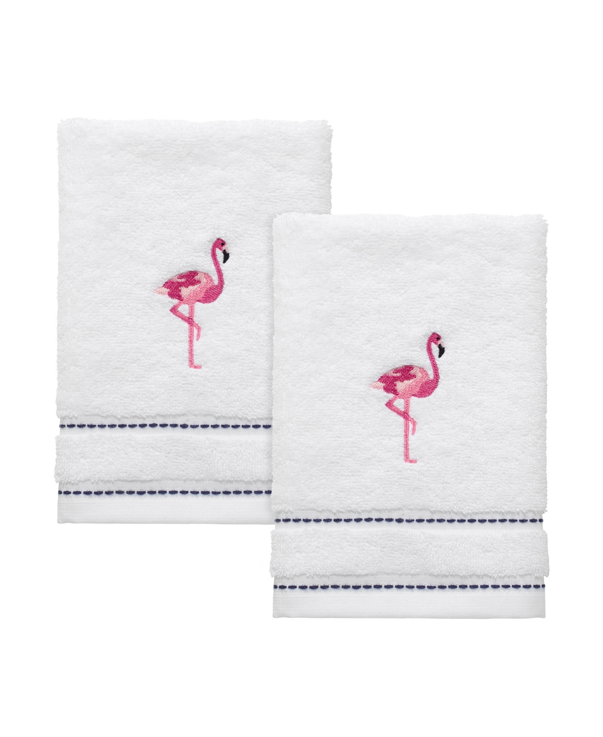 Shop Izod Flamingo Ticking Stripe 2-pc. Fingertip Towel Set, 11" X 18" In White