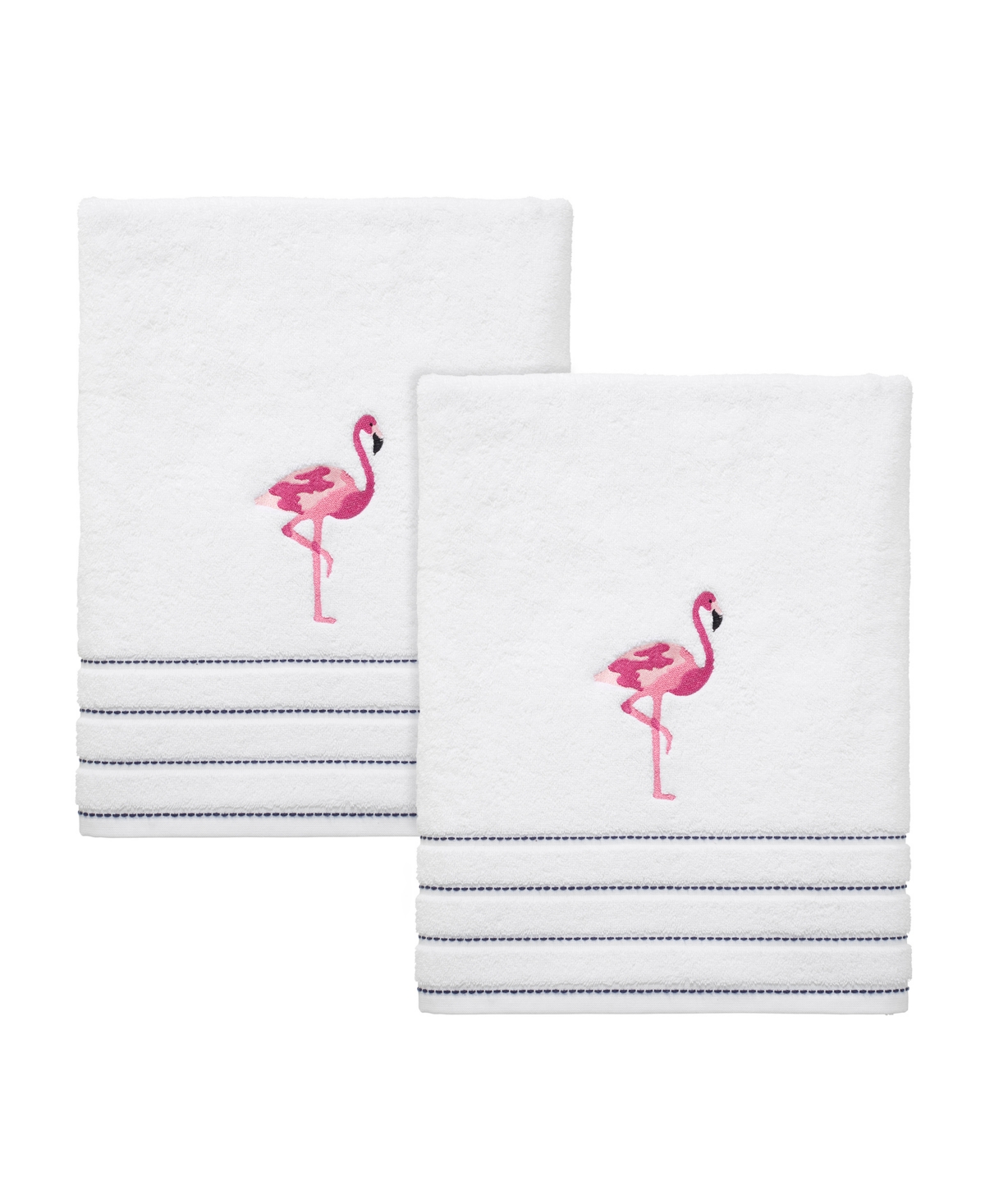 Shop Izod Flamingo Ticking Stripe 2-pc. Bath Towel Set, 27" X 54" In White