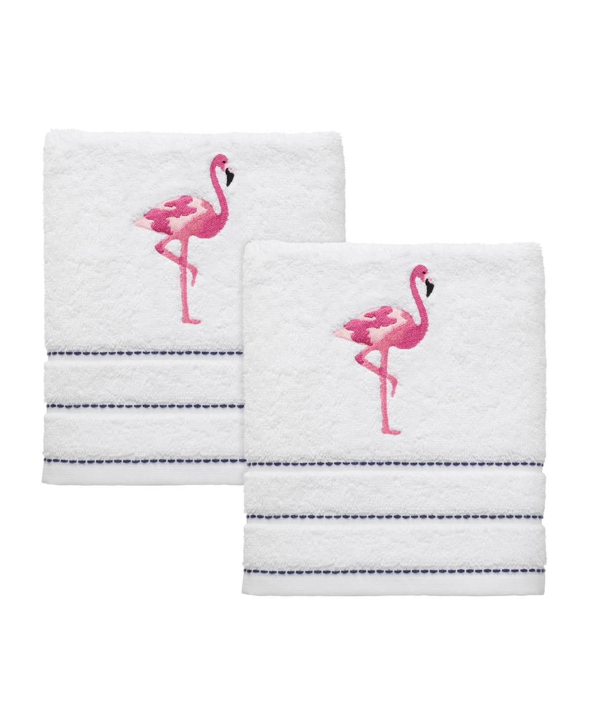 Shop Izod Flamingo Ticking Stripe 2-pc. Hand Towel Set, 16" X 28" In White