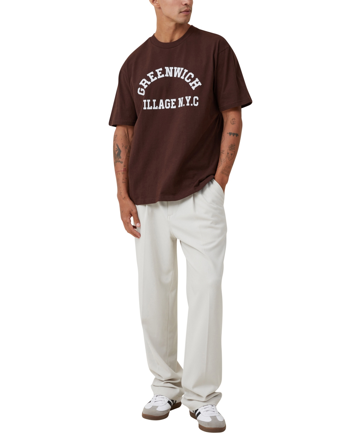 Shop Cotton On Men's Loose Fit College T-shirt In Brown
