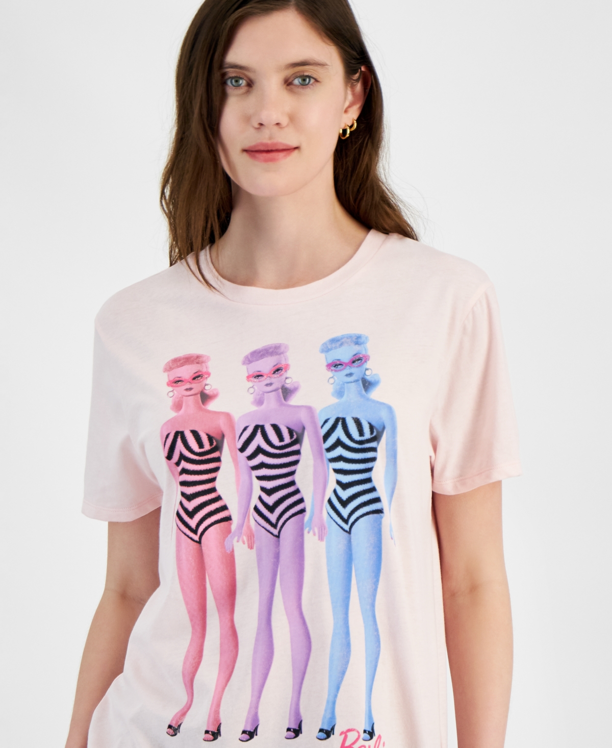Juniors' Retro Barbie Crewneck T-Shirt - Ballet Slipper