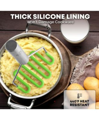 Non-Scratch Potato Masher Kitchen Tool - Durable Stainless Steel Mashed Potatoes Masher