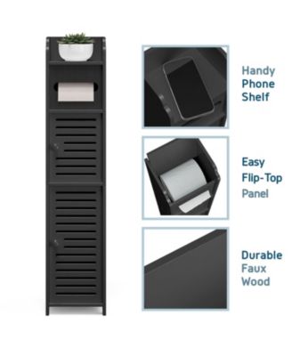 Narrow Bathroom Storage Cabinet & Organizer with 2 Doors & 3 Shelves