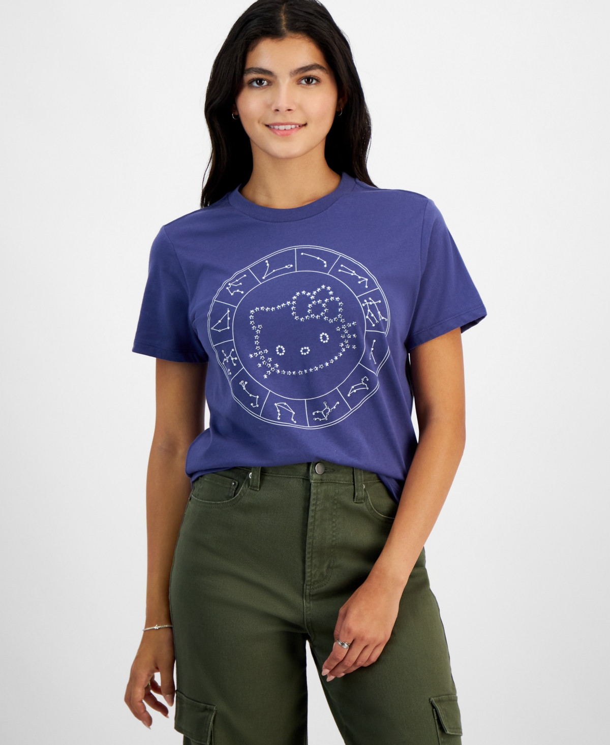 Juniors' Hello Kitty Studded Zodiac T-Shirt - Blue