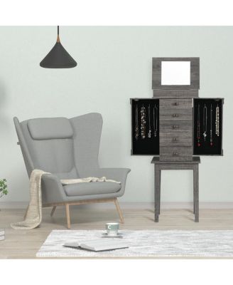 Standing Jewelry Cabinet Storage Organizer with Wooden Legs