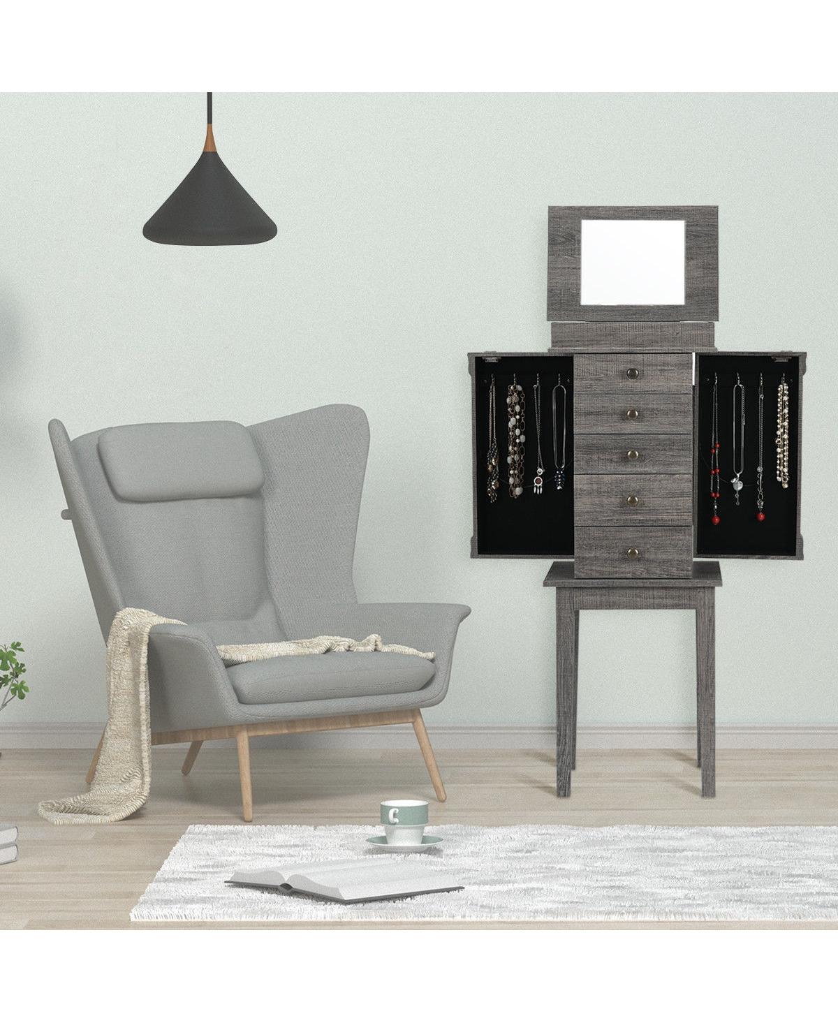 Slickblue Standing Jewelry Cabinet Storage Organizer with Wooden Legs