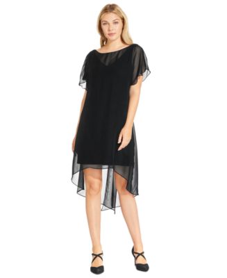 Adrianna Papell Chiffon-Overlay A-Line Dress - Macy's