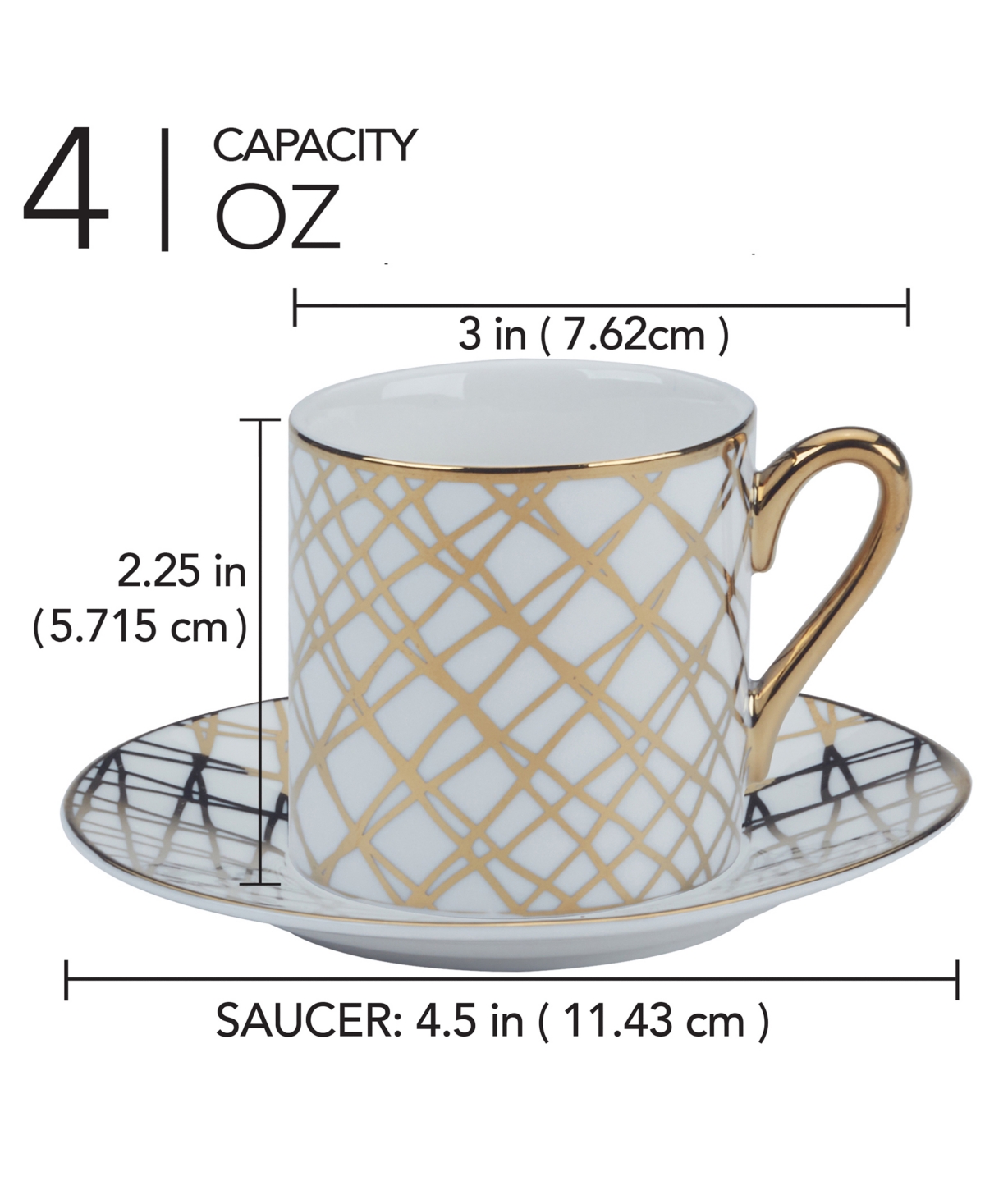 Certified International Matrix Espresso Cups & Saucers Set, Service For 6 In Silver