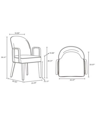 Hillman 2-Piece Leatherette and Velvet Upholstered Dining Armchair