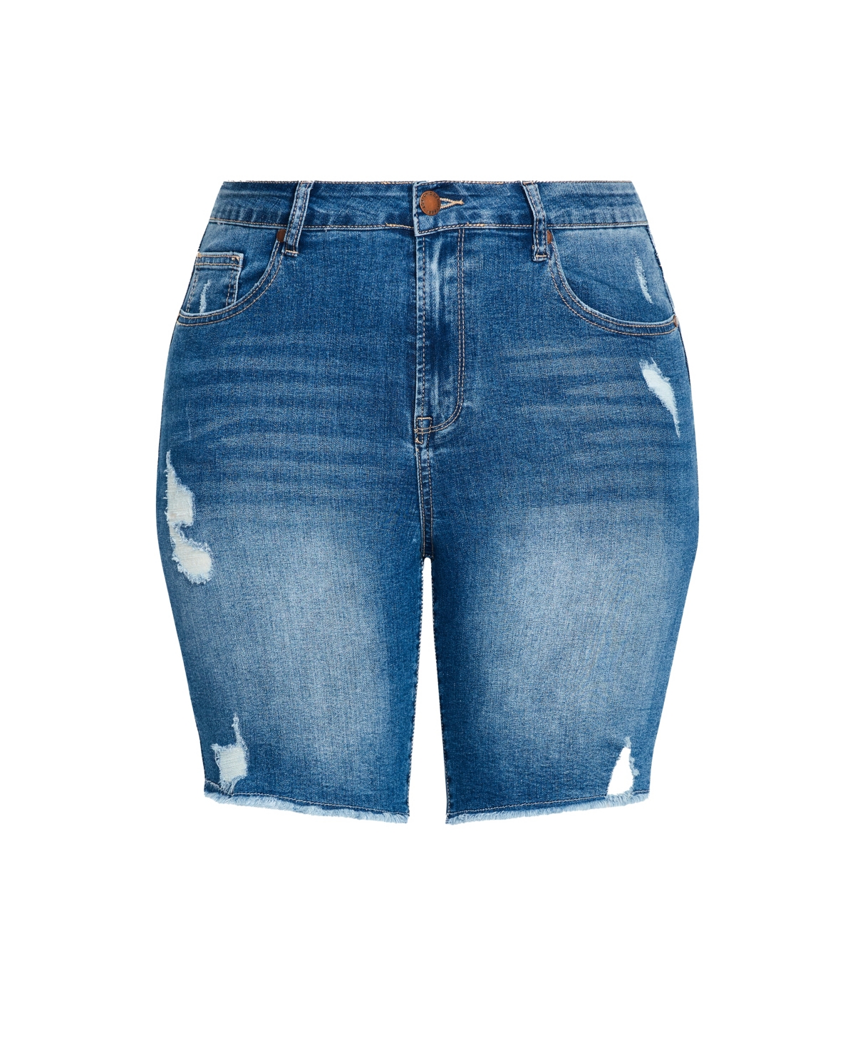City Chic Plus Longline Distressed Short