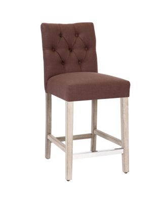 Linen Fabric Tufted Counter Stool (Set of 2)