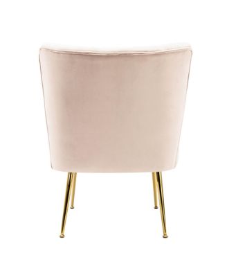 25" Wide  Velvet Upholstered Tufted, Metal Legs Accent Chair