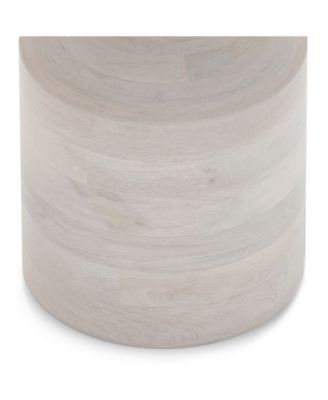 Haynes Solid Mango Wood Wooden Accent Table in White Wash
