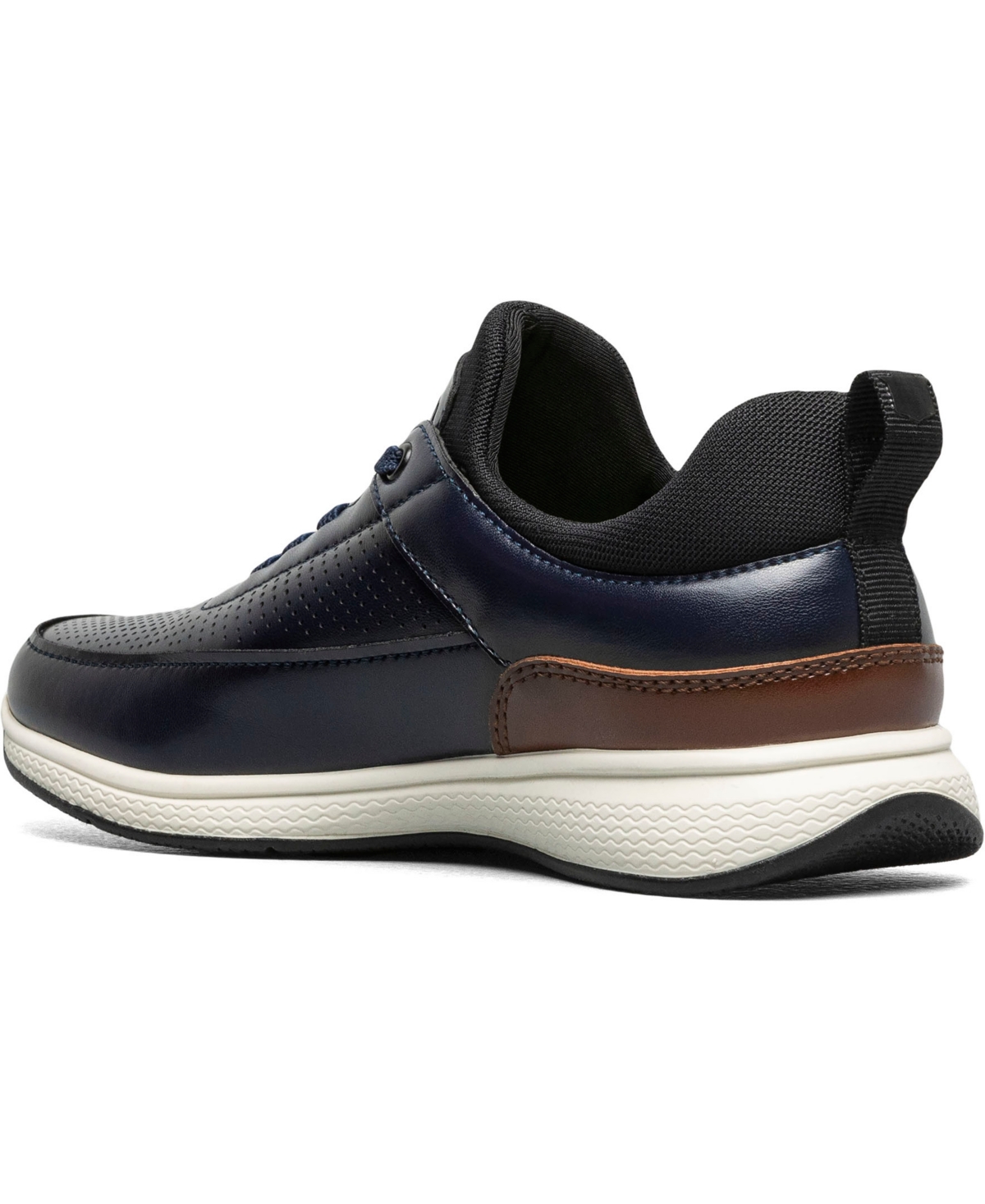 Shop Florsheim Boys Satellite Jr. Perf Elastic Lace Slip On Sneaker In Navy