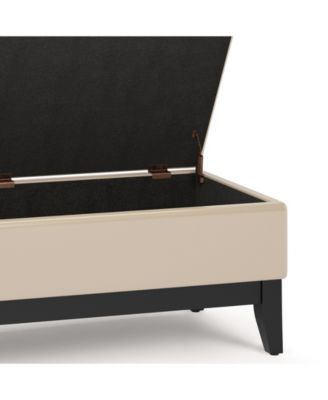 Oregon Storage Ottoman Bench with Tray in Satin Cream Pu Leather