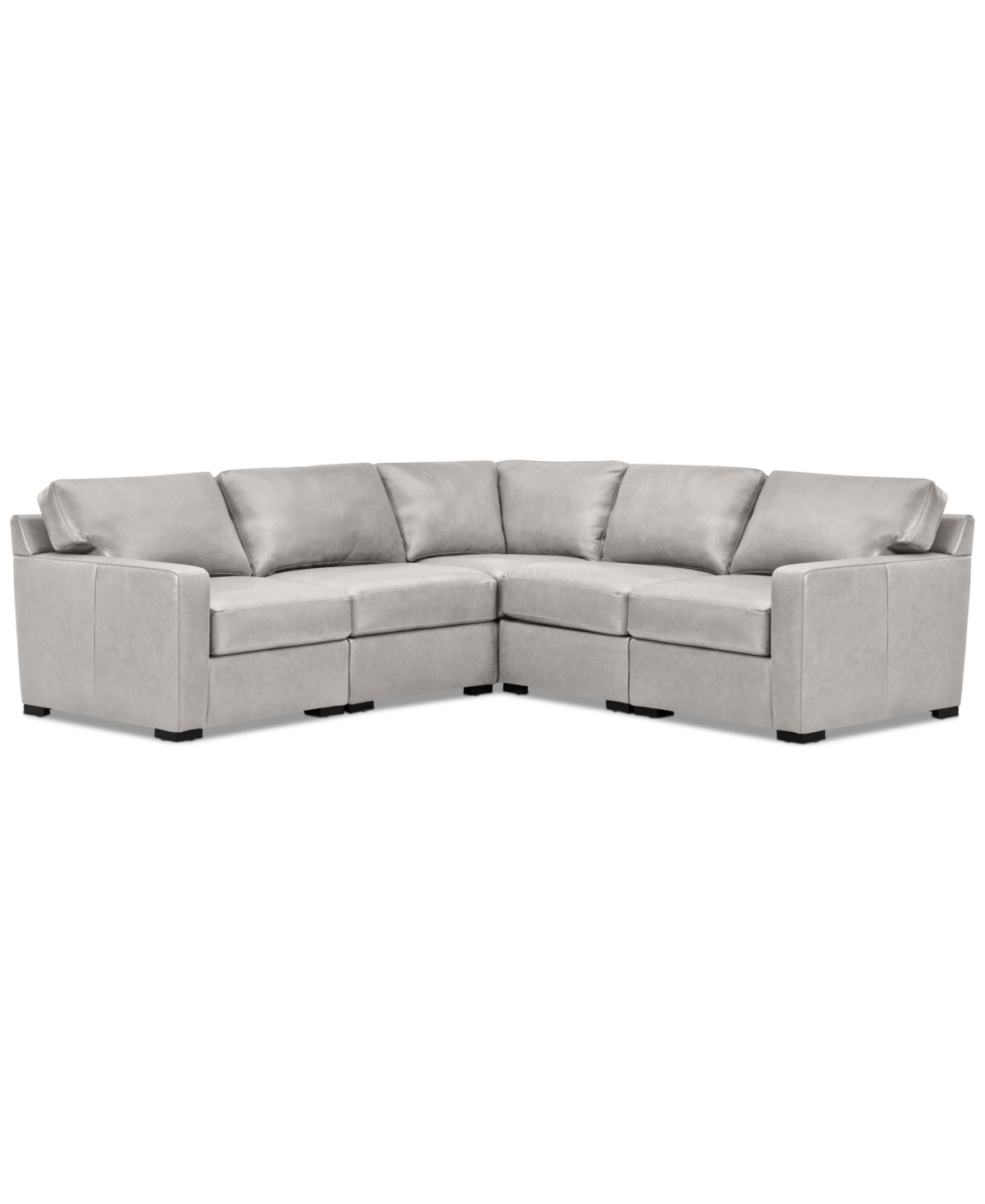 Macy's Radley 101" 5-pc. Leather Square Corner L Shape Modular Sectional, Created For  In Ash