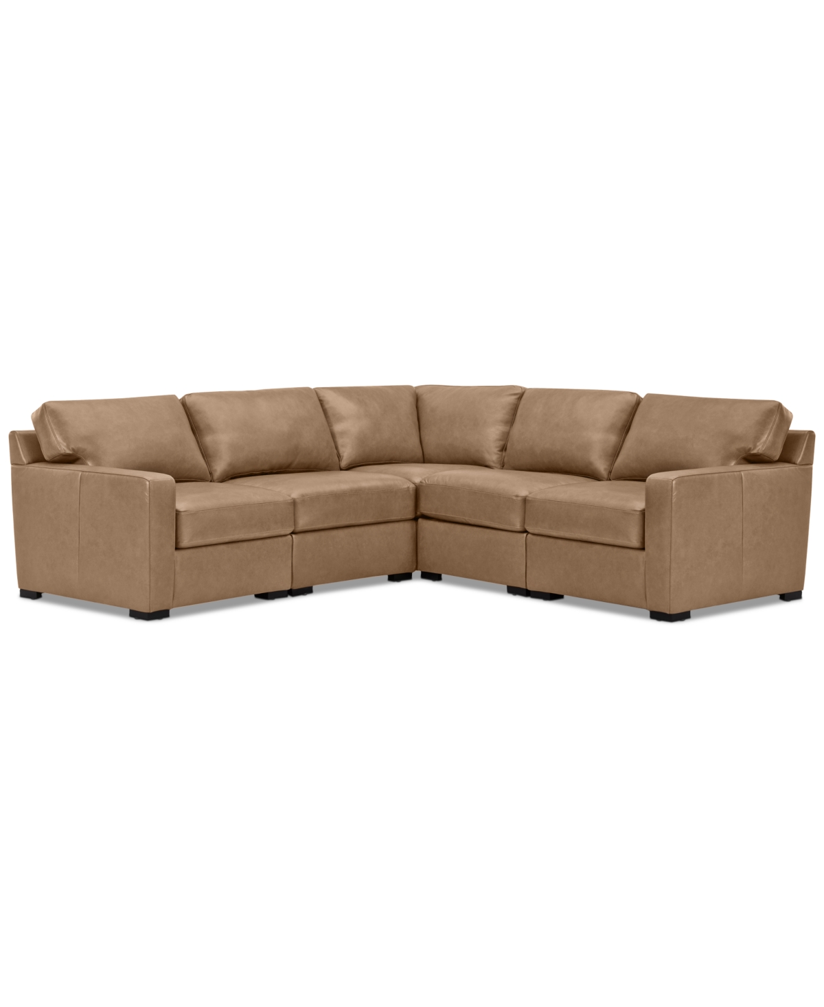 Shop Macy's Radley 101" 5-pc. Leather Square Corner L Shape Modular Sectional, Created For  In Light Natural