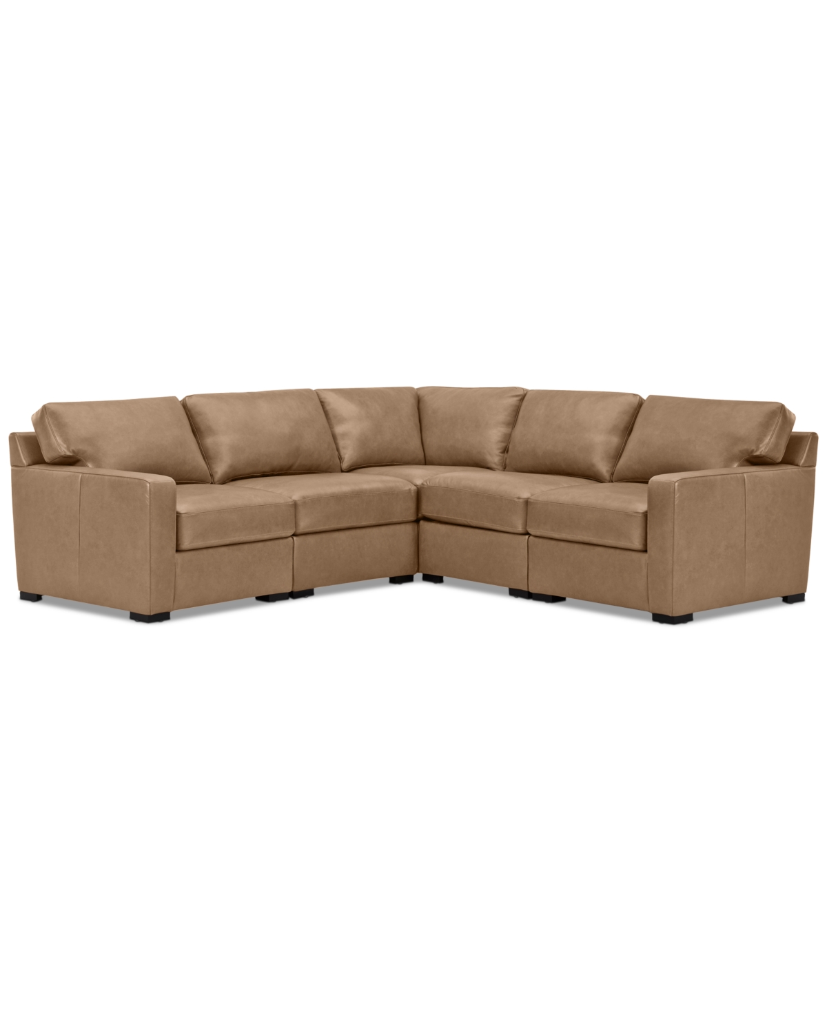 Macy's Radley 101" 5-pc. Leather Square Corner L Shape Modular Sectional, Created For  In Light Natural